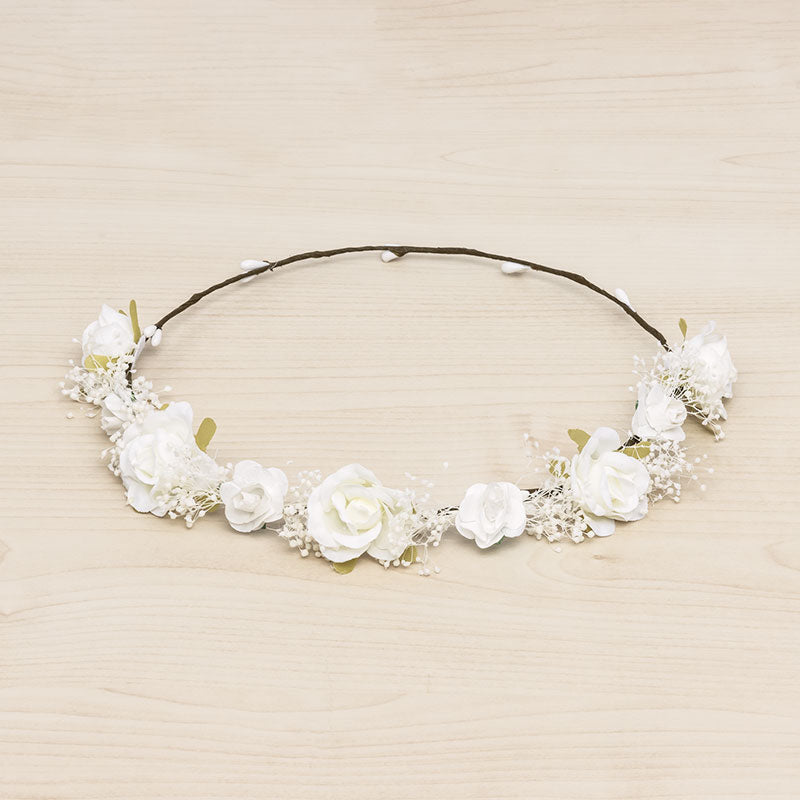 Corona flores pequeñas Amaya - Hueso