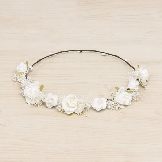 Corona flores pequeñas Amaya - Hueso