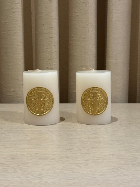 Mini Cirio de Medalla de San Benito 7 x 10 cm / Paquete de 10 piezas