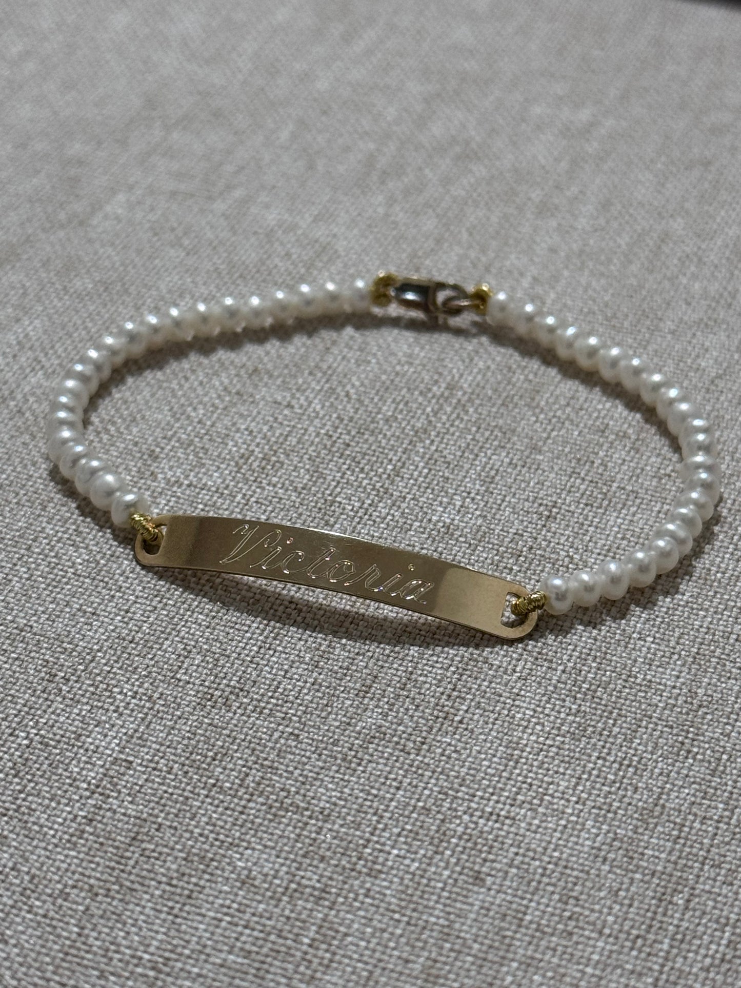 Esclava Perlas y Barra Oro 14K