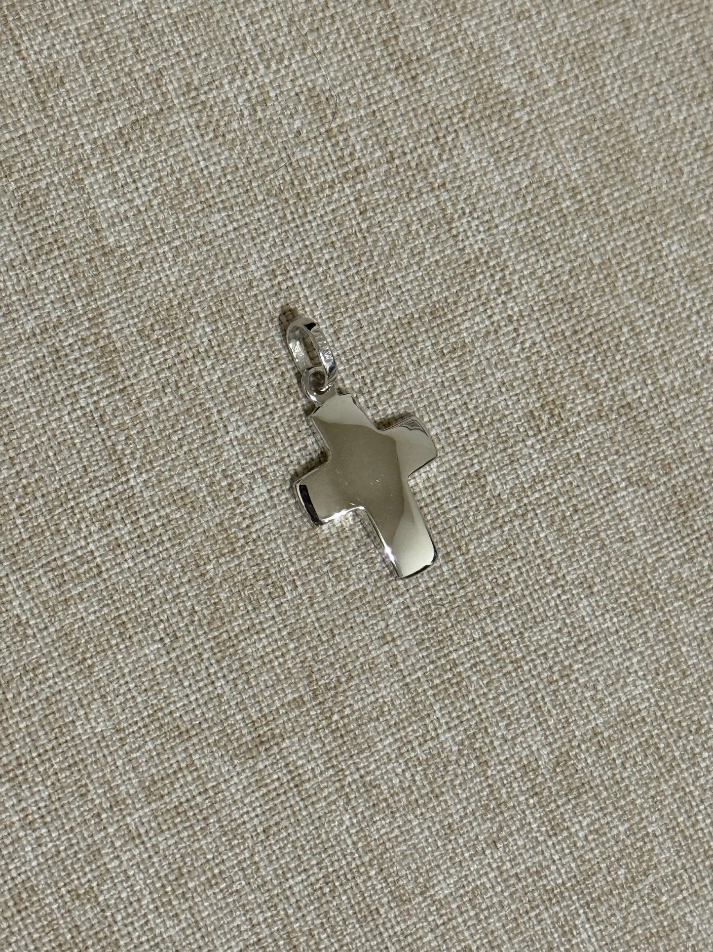 Cruz Oro Blanco 14K y Cadena de Oro Blanco 14K