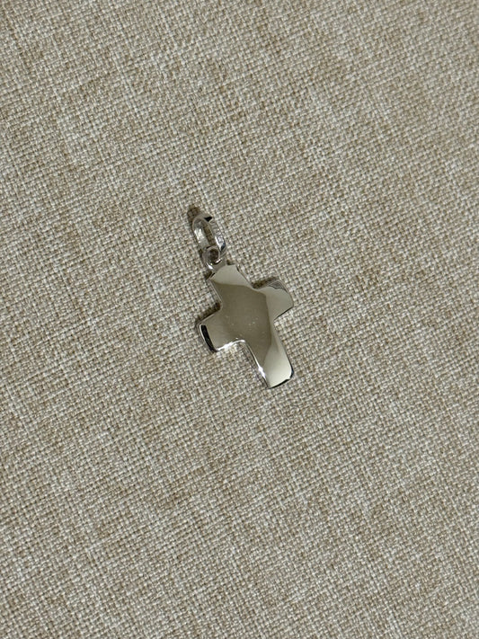 Cruz Oro Blanco 14K y Cadena de Oro Blanco 14K