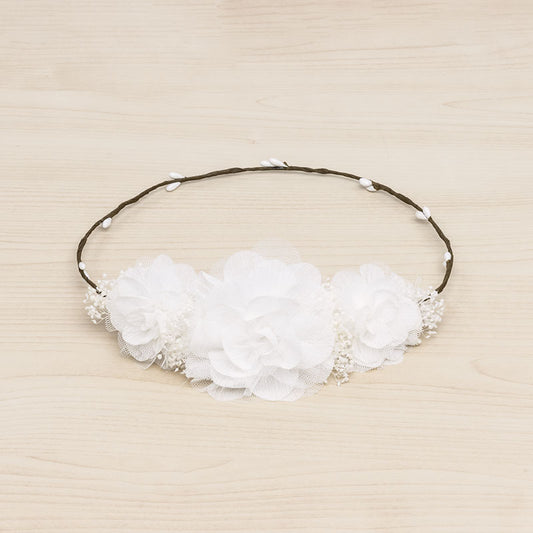 Corona gran tocado floral Hortensia - Blanca